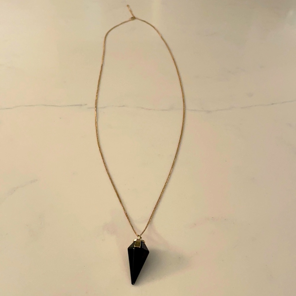 Gold & Black Diamond Pendant Necklace